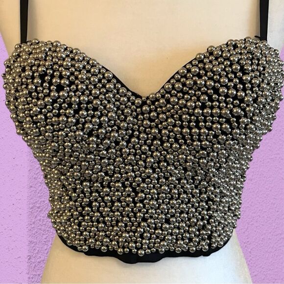 WYLDR silver beaded bustier top - Picture 2 of 5